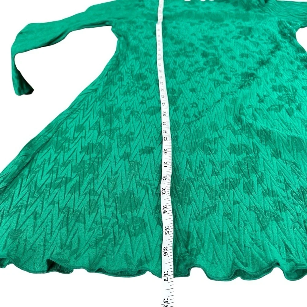 Maggy London NWT Long Sleeve Jacquard Shift Dress Green Large Christmas Holiday